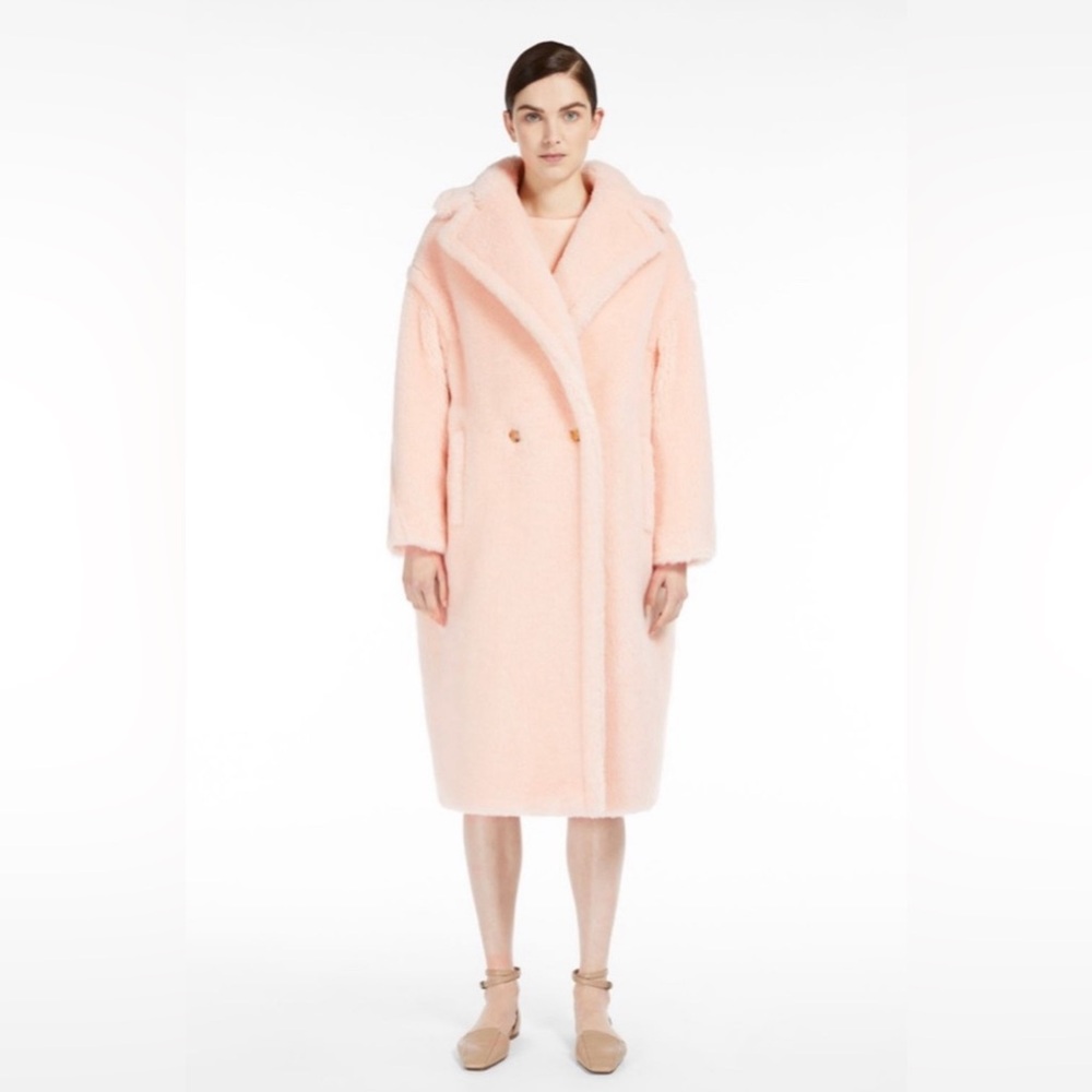 Max Mara Pink Teddy Alpaca Wool Coat small